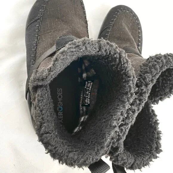 Xero Shoes Women's Ashland Black Ankle Boots Canvas Faux Fur Size 7.5 Booties - Picture 9 of 12